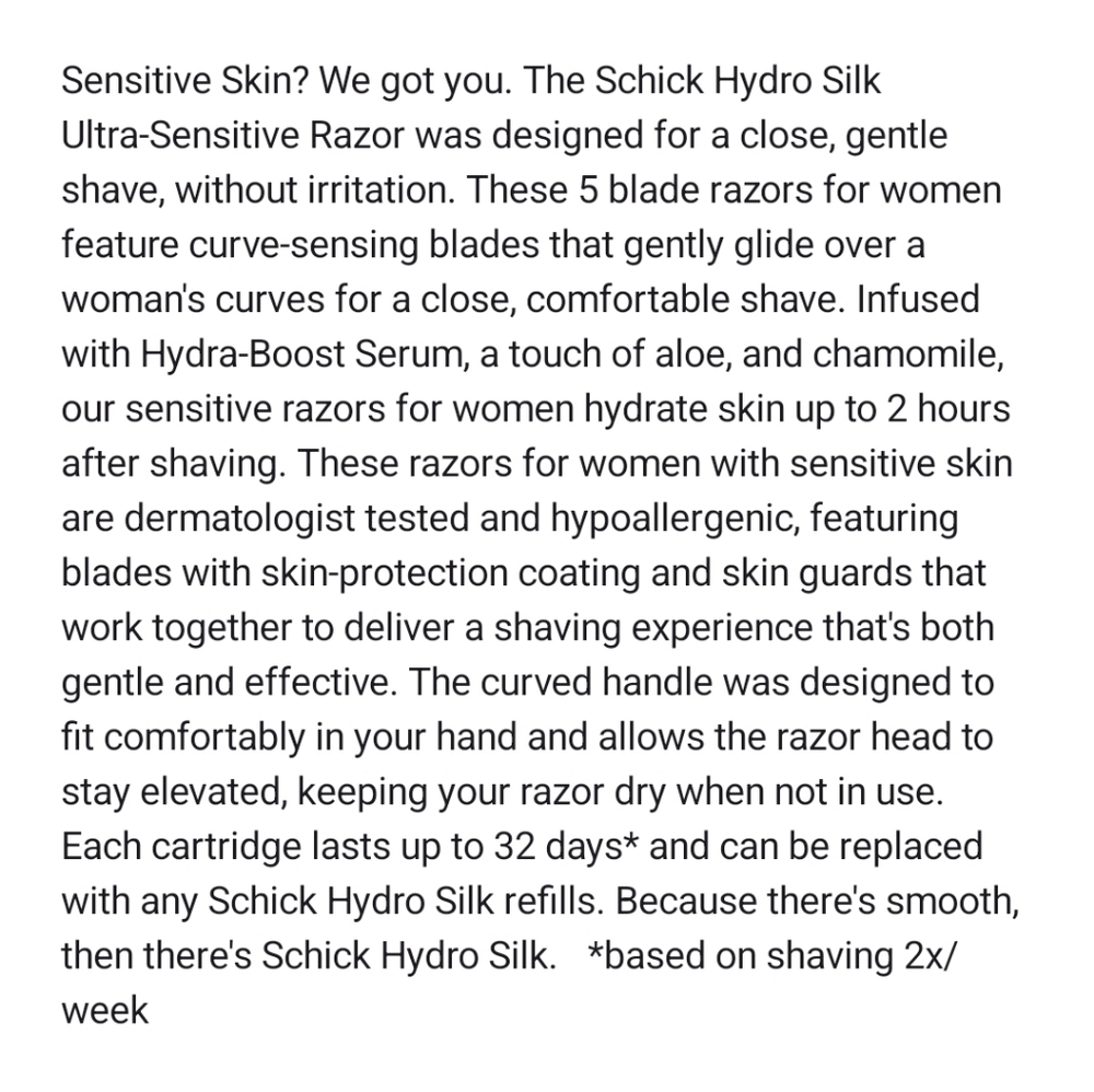 🐢2/$15 Schick Hydro Silk Sensitive Care Razor + 2 Razor Blade Refills - Picture 11 of 12